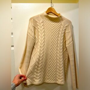 Cream mock turtleneck cashmere sweater - size s